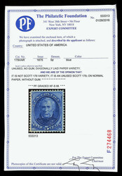 1875, 5¢ blue, C.B.N.C. printing (Scott 179), unused without gum, a ...