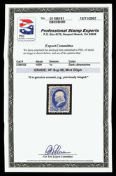 1879, 1¢ dark ultramarine, A.B.N.C. printing (Scott 182), o.g., ...