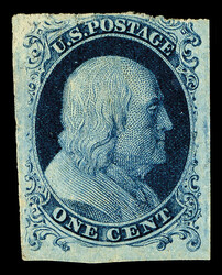 1851, 1¢ blue, type Ia (Scott 6), position 99R4, three large margins ...