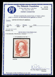 1879, 6¢ pink, A.B.N.C. printing (Scott 186), o.g., very lightly ...