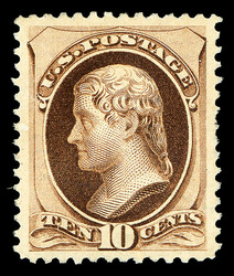 1879, 10¢ brown, A.B.N.C. printing, with secret mark (Scott 188), ...