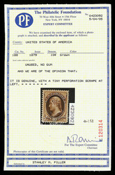 1879, 10¢ brown, A.B.N.C. printing, with secret mark (Scott 188), ...