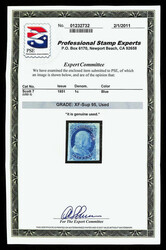 1851, 1¢ blue, type II (Scott 7), position 50L2 with double transfer ...