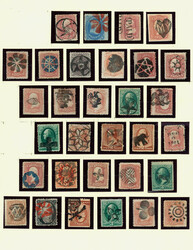 Alluring group of 31 Fancy Cancels, mounted on Scott album page, a ...