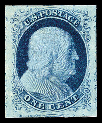 1852, 1¢ blue, type IV (Scott 9), unused without gum, a centerpiece ...