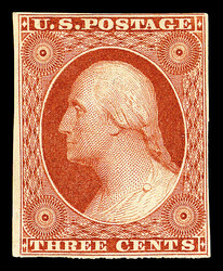 1851, 3¢ orange brown, type II (Scott 10A), o.g., hinged, stellar ...