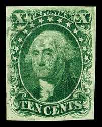 1855, 10¢ green, type I (Scott 13), sound with robust color and ...