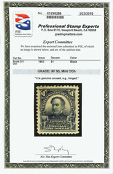 1903, $1 black (Scott 311), o.g., hinged, clean and sound with bold ...