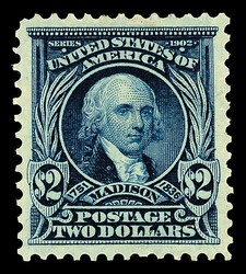 1903, $2 dark blue (Scott 312), o.g., lightly hinged, with sharp, ...