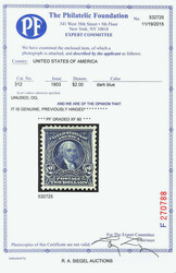 1903, $2 dark blue (Scott 312), o.g., lightly hinged, with sharp, ...