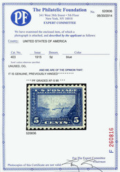 1915, 5¢ Panama-Pacific, perf. 10 (Scott 403), o.g., very lightly ...