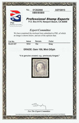 1914, 15¢ gray, S.L. watermark, perf. 10 (Scott 437), o.g., lightly ...