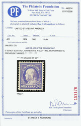 1915, 50¢ violet, S.L. watermark, perf. 10 (Scott 440), o.g., ...