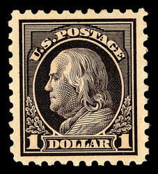 1915, $1 violet black, D.L. watermark, perf. 10 (Scott 460), o.g., ...