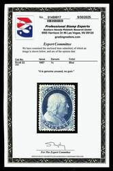 1857, 1¢ blue, type IIIa (Scott 22), Plate 4, unused without gum, ...