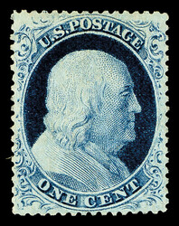 1857, 1¢ blue, type IV (Scott 23 var.), recut once at top and once ...