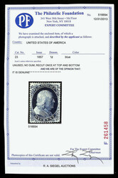 1857, 1¢ blue, type IV (Scott 23 var.), recut once at top and once ...