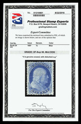 1857, 1¢ blue, type V (Scott 24), disturbed o.g., the picture of ...