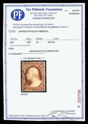 1857, 3¢ rose, type II (Scott 25A), sound with solid color, cleanly ...