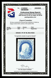 1857-60 (1875 Reprint), 1¢ bright blue (Scott 40), without gum as ...