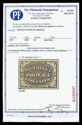 Providence, R.I., 1846, 5¢ gray black (Scott 10X1), position 5, o.g. ...