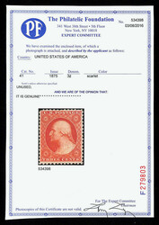 1857-60 (1875 Reprint), 3¢ scarlet (Scott 41), without gum as issued ...