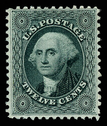 1857-60 (1875 Reprint), 12¢ greenish black (Scott 44), without gum ...