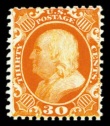 1857-60 (1875 Reprint), 30¢ yellow orange (Scott 46), without gum as ...