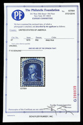 1857-60 (1875 Reprint), 90¢ deep blue (Scott 47), without gum as ...