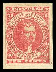 1862, 10¢ rose (Scott 5), unused without gum, massively margined ...