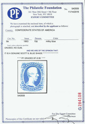 1863, 10¢ blue, "T-E-N" (Scott 9), unused without gum, pristine with ...