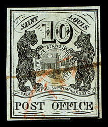 St. Louis, Mo., 1845, 10¢ black on greenish (Scott 11X2), Type II, ...