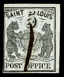 St. Louis, Mo., 1846, 5¢ black on gray lilac (Scott 11X4), Type III, ...