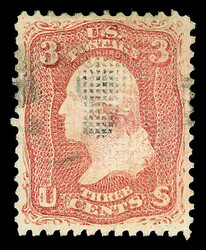 1867, 3¢ rose, C. grill (Scott 83), eye-catching with pastel color ...