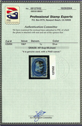 1867, 1¢ blue, E. grill (Scott 86), sound with clean color and ...