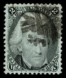 1867, 2¢ black, E. grill (Scott 87), a beauty with razor-sharp lines ...