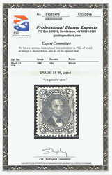 1867, 15¢ black, E. grill (Scott 91), sound with superior centering ...