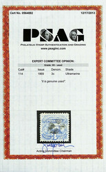 1869, 3¢ ultramarine (Scott 114), a beauty with cool color and clear ...