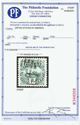 1869, 12¢ green (Scott 117), a beauty with rich color, crisp detail, ...