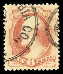 1879, 6¢ pink, A.B.N.C. printing (Scott 186), with clean color and ...