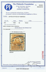 1903, 4¢ brown (Scott 303), an attention-grabbing jumbo with deep, ...