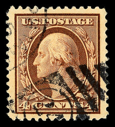1908, 4¢ orange brown, D.L. watermark (Scott 334), a breathtaking ...