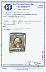 1909, $1 violet brown, D.L. watermark (Scott 342), with razor-sharp ...