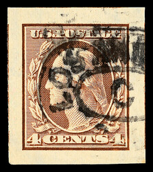 1909, 4¢ orange brown, D.L. watermark, imperf. (Scott 346), a simply ...