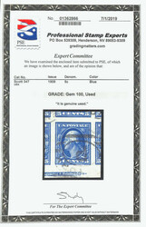 1909, 5¢ blue, D.L. watermark, imperf. (Scott 347), bottom margin ...