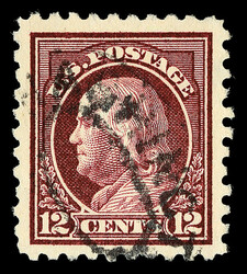 1914, 12¢ claret brown, S.L. watermark, perf. 10 (Scott 435), an ...