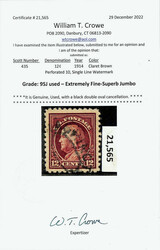 1914, 12¢ claret brown, S.L. watermark, perf. 10 (Scott 435), an ...