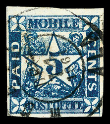 Mobile, Ala., 1861, 5¢ blue (Scott 58X2), with proof-like color and ...