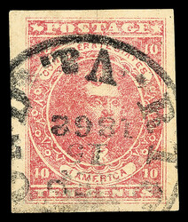 1862, 10¢ rose (Scott 5), a stellar stamp with bright color and ...
