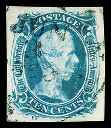 1863, 10¢ gray blue, "T-E-N" (Scott 9b), fresh and clean with rich ...